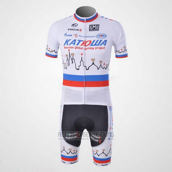 2010 Fahrradbekleidung Katusha Wei Trikot Kurzarm und Tragerhose